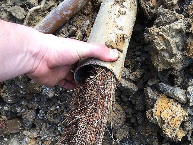 A blocked drainage pipe